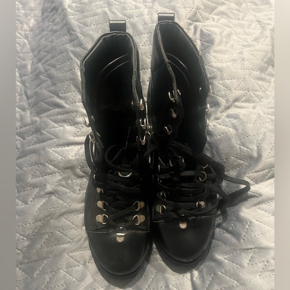 AllSaints Womens Bootie Black Lia Calf Leather Drawstring Boots 39 (8.5W) - Picture 4 of 10